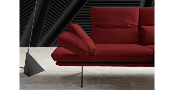 ECKSOFA in Echtleder Rot  - Rot/Schwarz, Design, Leder/Metall (210/130cm) - Dieter Knoll