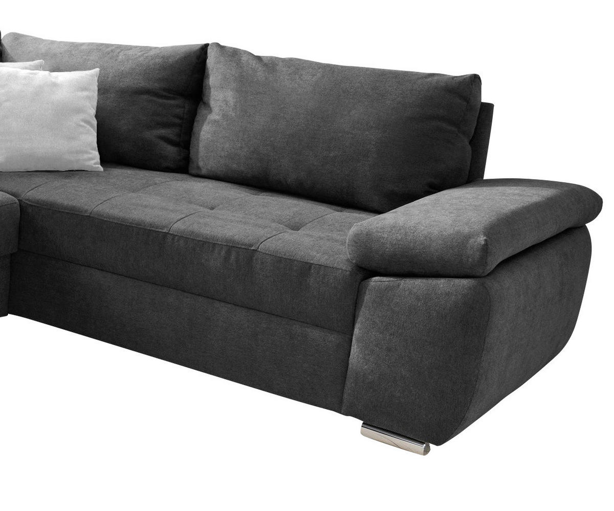 WOHNLANDSCHAFT Anthrazit Mikrofaser  - Chromfarben/Anthrazit, KONVENTIONELL, Textil/Metall (157/305/219cm) - Livetastic
