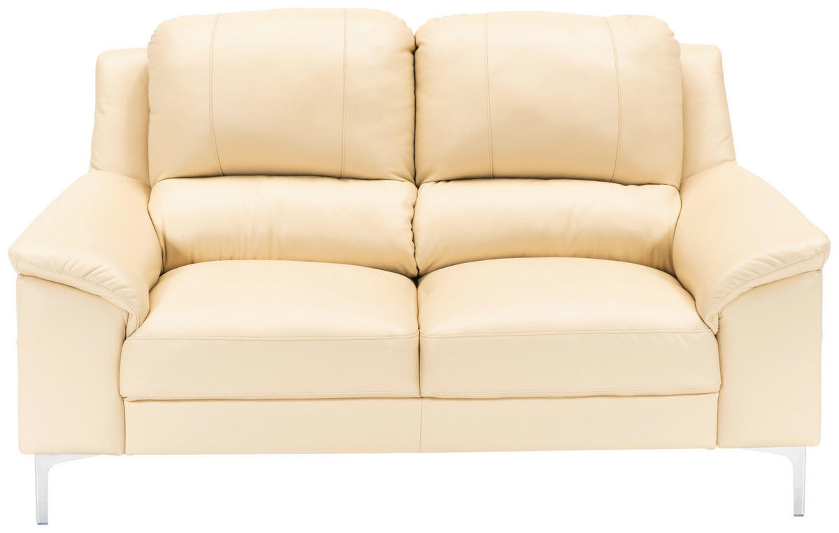 SOFFA i äkta läder sandfärgad  - sandfärgad/kromfärg, Klassisk, metall/läder - Welnova