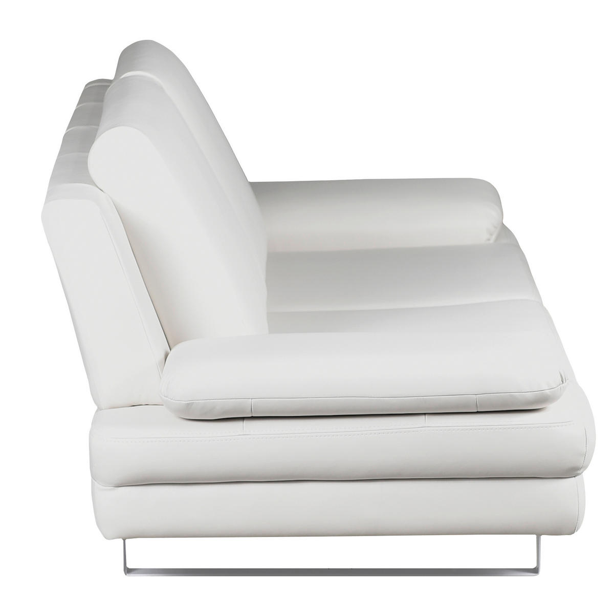 3-SITZER-SOFA in Lederlook Weiss  - Weiss/Grau, Design, Textil/Metall (218/78/88cm) - MID.YOU