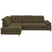 ECKSOFA in Echtleder Grün  - Grün, Basics, Leder/Metall (211/309cm) - Beldomo Speed