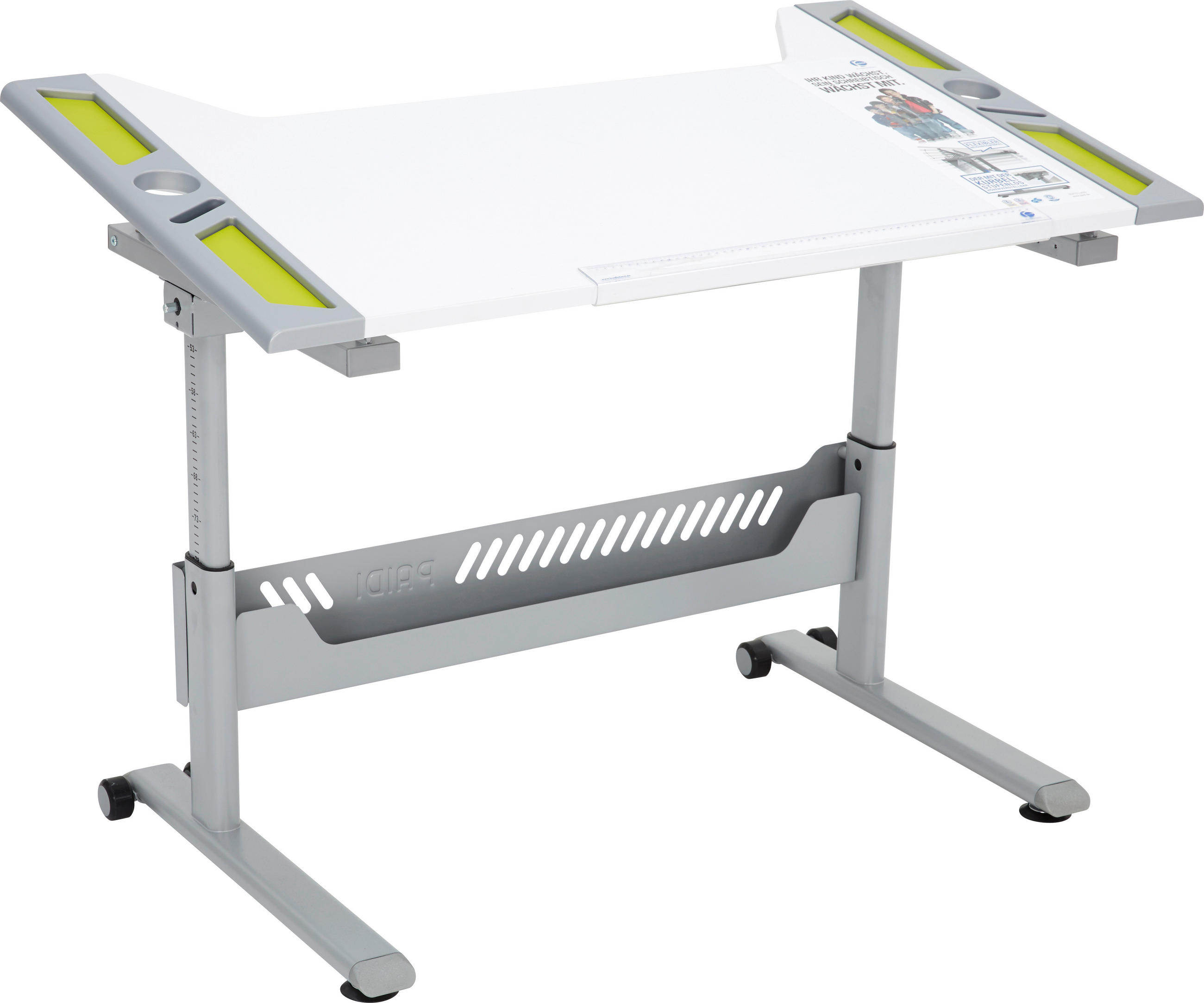 JUGENDSCHREIBTISCH 120,4/70,4/53-79 cm  in Weiss, Limette  - Weiss/Limette, Basics, Holzwerkstoff/Kunststoff (120,4/70,4/53-79cm) - Paidi