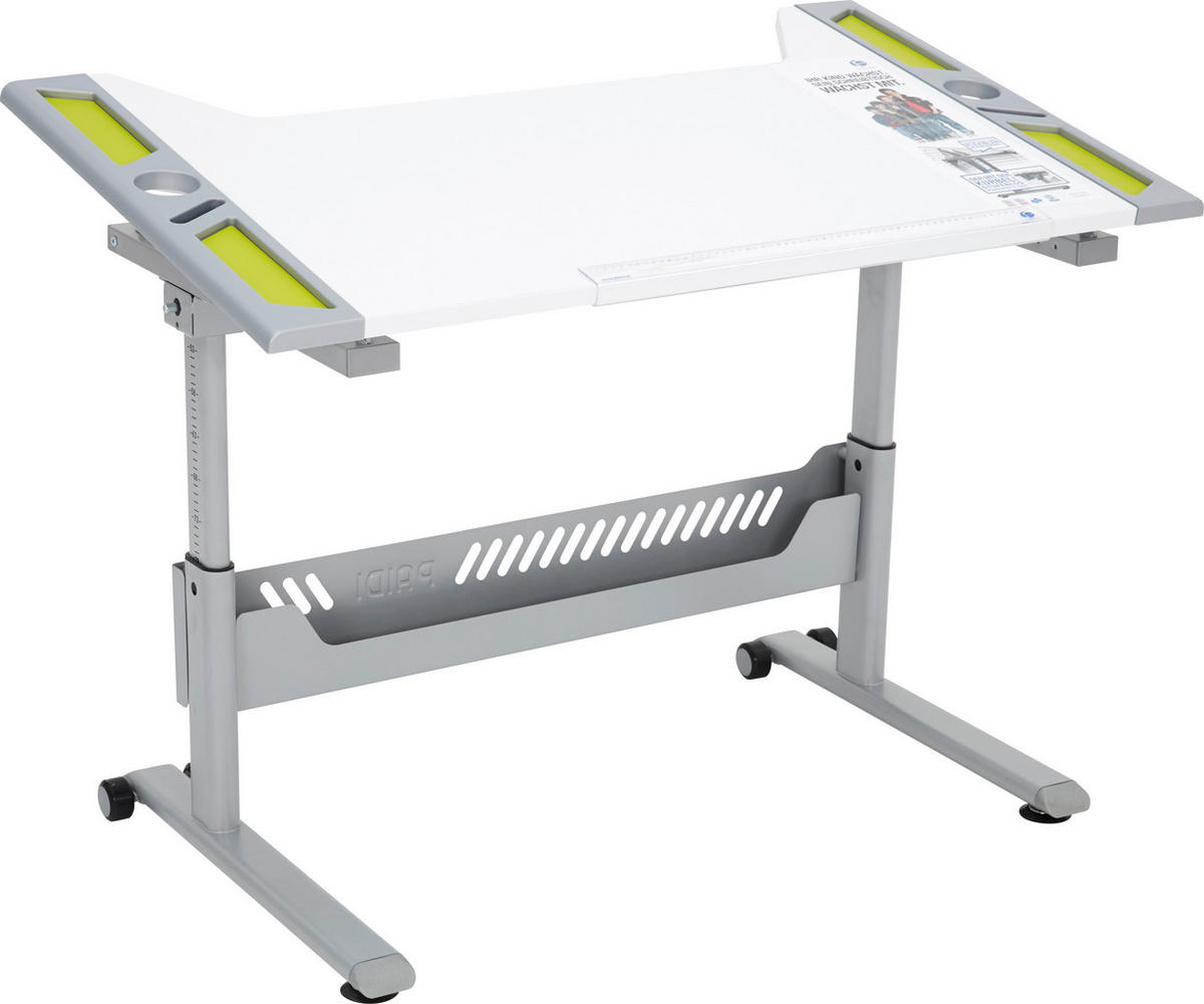 JUGENDSCHREIBTISCH 120,4/70,4/53-79 cm  in Weiss, Limette  - Weiss/Limette, Basics, Holzwerkstoff/Kunststoff (120,4/70,4/53-79cm) - Paidi