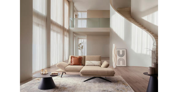 ECKSOFA  in Flachgewebe Beige  234/155 cm  - Beige/Schwarz, Design, Textil/Metall (234/155cm) - Dieter Knoll
