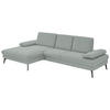 ECKSOFA in Chenille, Mikrofaser Hellblau, Salbeigrün  - Salbeigrün/Schwarz, Design, Textil/Metall (157/299cm) - Dieter Knoll