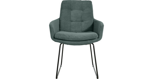 ARMLEHNSTUHL  Stoffauswahl, Typenauswahl, Gestellauswahl Cord  - Schwarz/Grün, Design, Textil/Metall (63/90/69cm) - Johann Jakob