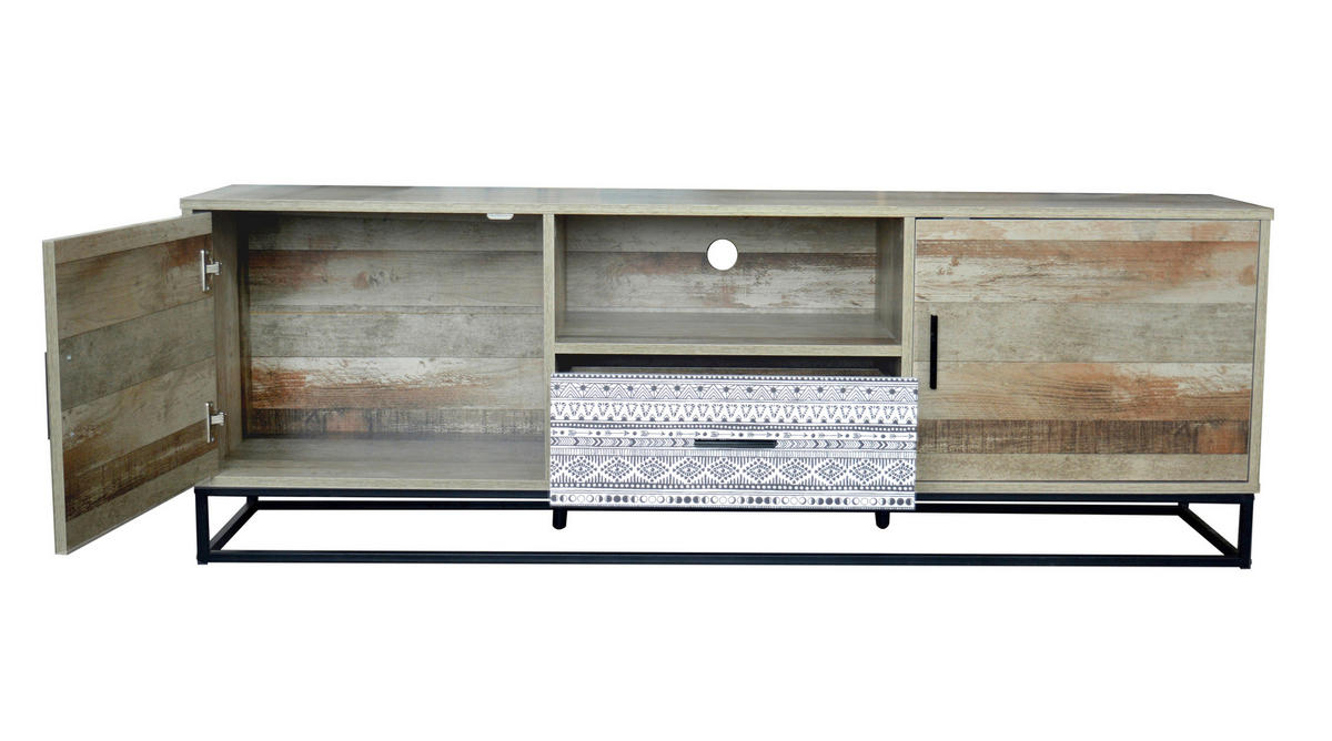 LOWBOARD  in 160/55/38 cm  - Graubraun/Schwarz, Design, Holzwerkstoff/Metall (160/55/38cm) - Livetastic