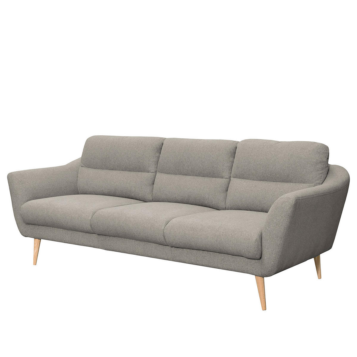 3-SITZER-SOFA Webstoff Grau  - Buchefarben/Grau, Design, Holz/Textil (209/87/88cm) - Livetastic