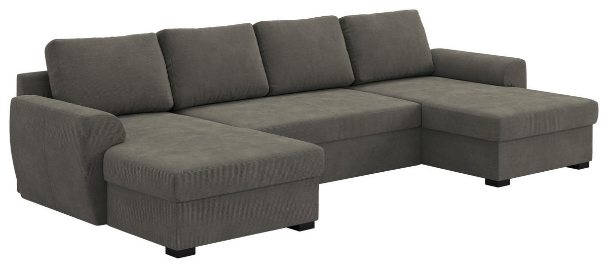 SJEDEĆA GARNITURA tekstil  antracit   - crna/antracit, Trend, tekstil/plastika (154/327/86cm) - MID.YOU