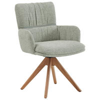 ARMLEHNSTUHL  Typenauswahl, Sitzfläche 360° drehbar, inklusive Armlehnen, Gestellauswahl, automatische Rückholfunktion Mikrofaser  Grün  - Eichefarben/Grün, Design, Holz/Textil (61/86/63cm) - Valdera