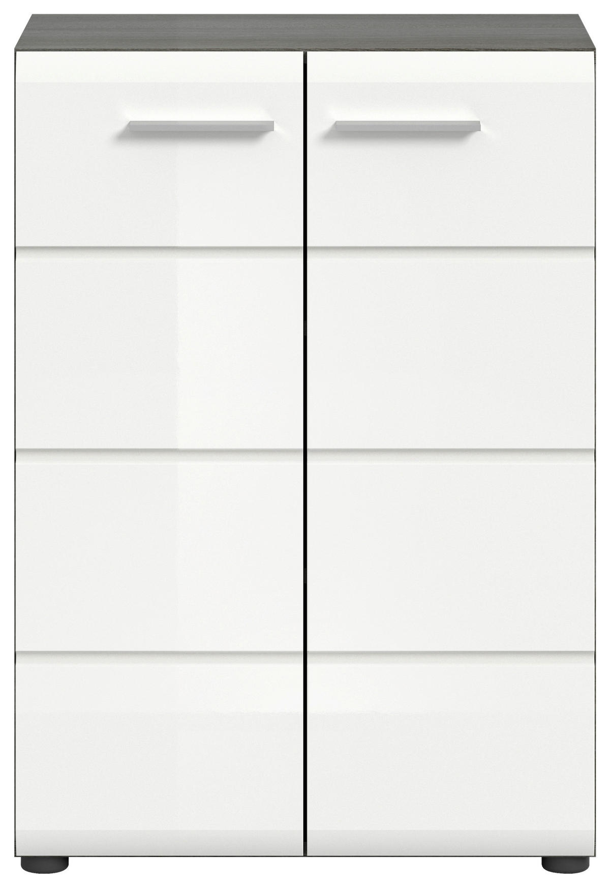 KOMMODE  in 60/85/37 cm  - Weiß Hochglanz/Silberfarben, Design, Holzwerkstoff/Kunststoff (60/85/37cm) - MID.YOU