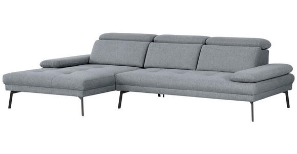 ECKSOFA Graublau Webstoff  - Graublau/Schwarz, Design, Textil/Metall (188/296cm) - Xora