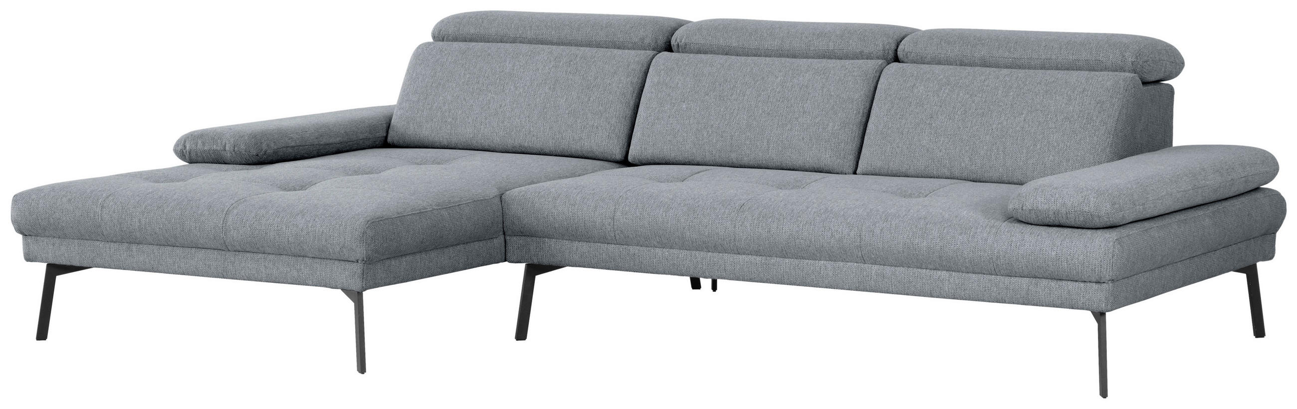 ECKSOFA More_LZ Graublau Webstoff  - Graublau/Schwarz, Design, Textil/Metall (188/296cm) - Xora
