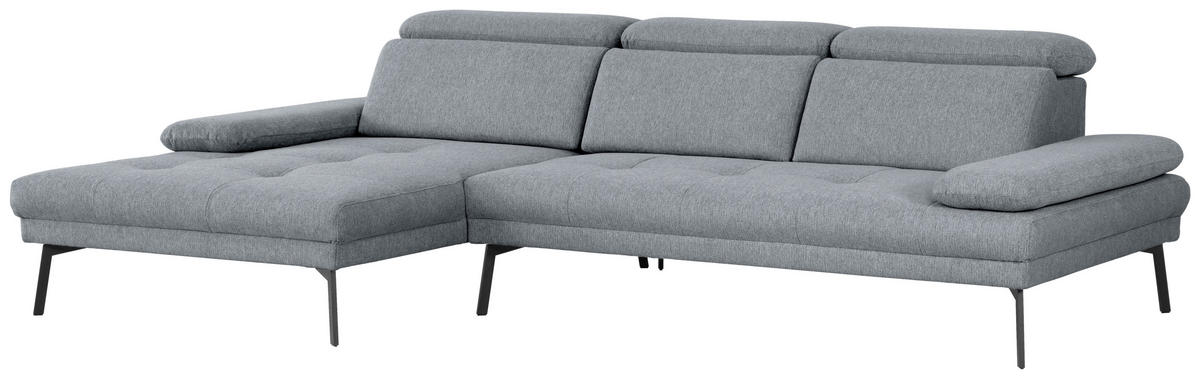 ECKSOFA in Webstoff Graublau  - Graublau/Schwarz, Design, Textil/Metall (188/296cm) - Livetastic