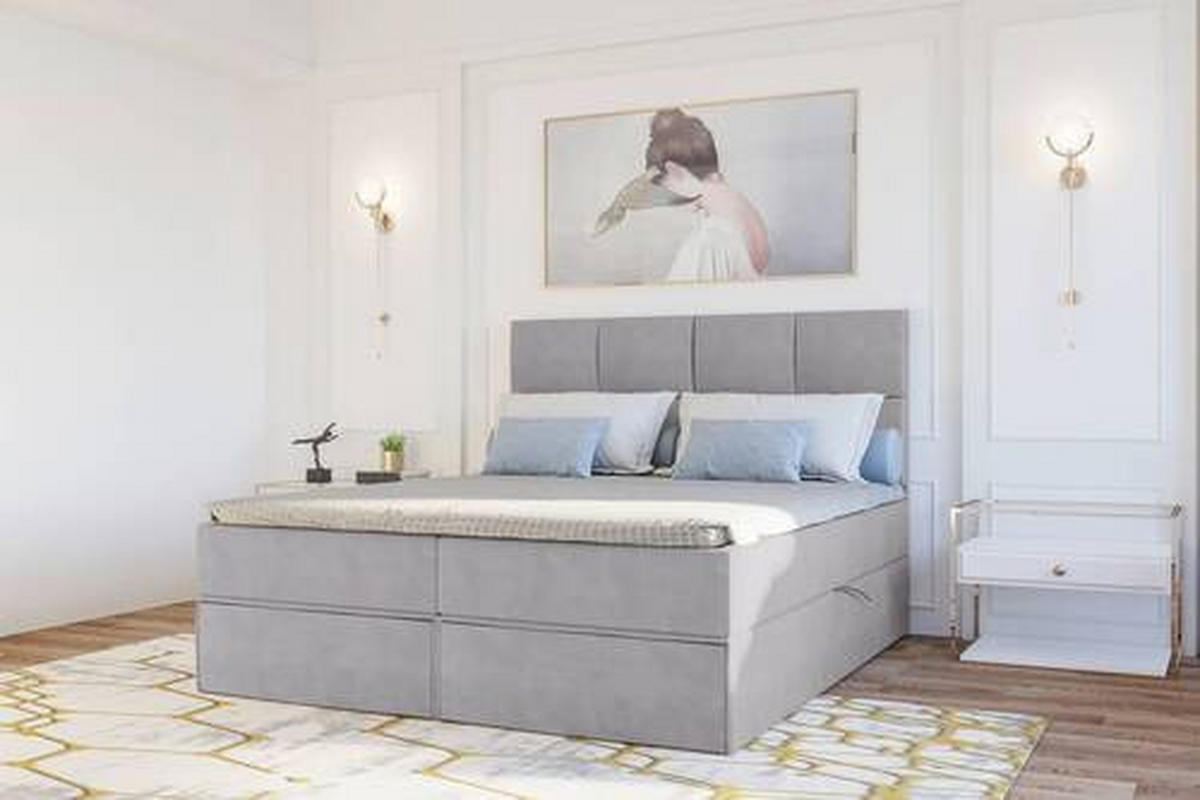 BOXBETT 140/200 cm  in Hellgrau  - Hellgrau/Schwarz, Konventionell, Kunststoff/Textil (140/200cm) - Carryhome