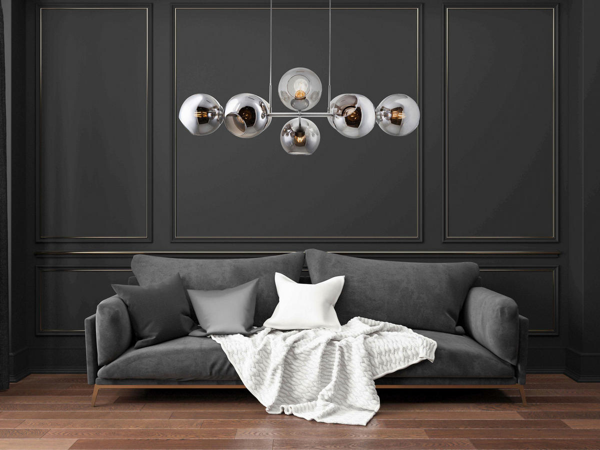 VISEČA SVETILKA  PILAR   100/38/150 cm         E27 - temno siva, Design, kovina/steklo (100/38/150cm) - Globo