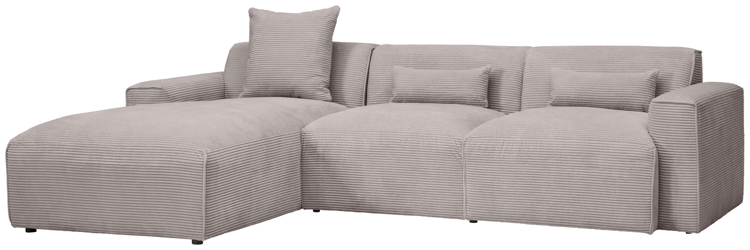 ECKSOFA Taupe Cord  - Taupe/Schwarz, Design, Kunststoff/Textil (196/303cm) - Livetastic