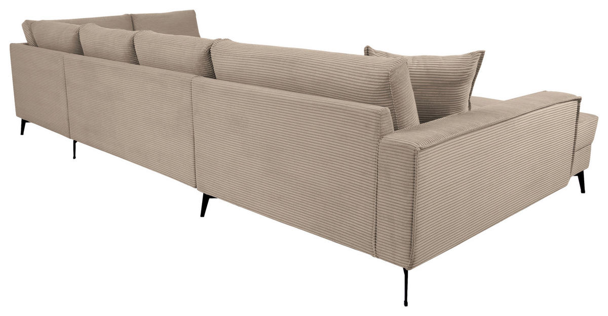 WOHNLANDSCHAFT ZERO Hellbraun Cord  - Hellbraun/Schwarz, Trend, Textil/Metall (173/362/195cm) - Livetastic