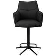 BARHOCKER Echtleder Schwarz Eisen Sitzfläche 360° drehbar  - Schwarz, Design, Leder/Metall (54/96-121/56cm) - Novel