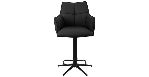 BARHOCKER Echtleder Schwarz Eisen Sitzfläche 360° drehbar - Schwarz, Design, Leder/Metall (54/96-121/56cm) - Novel