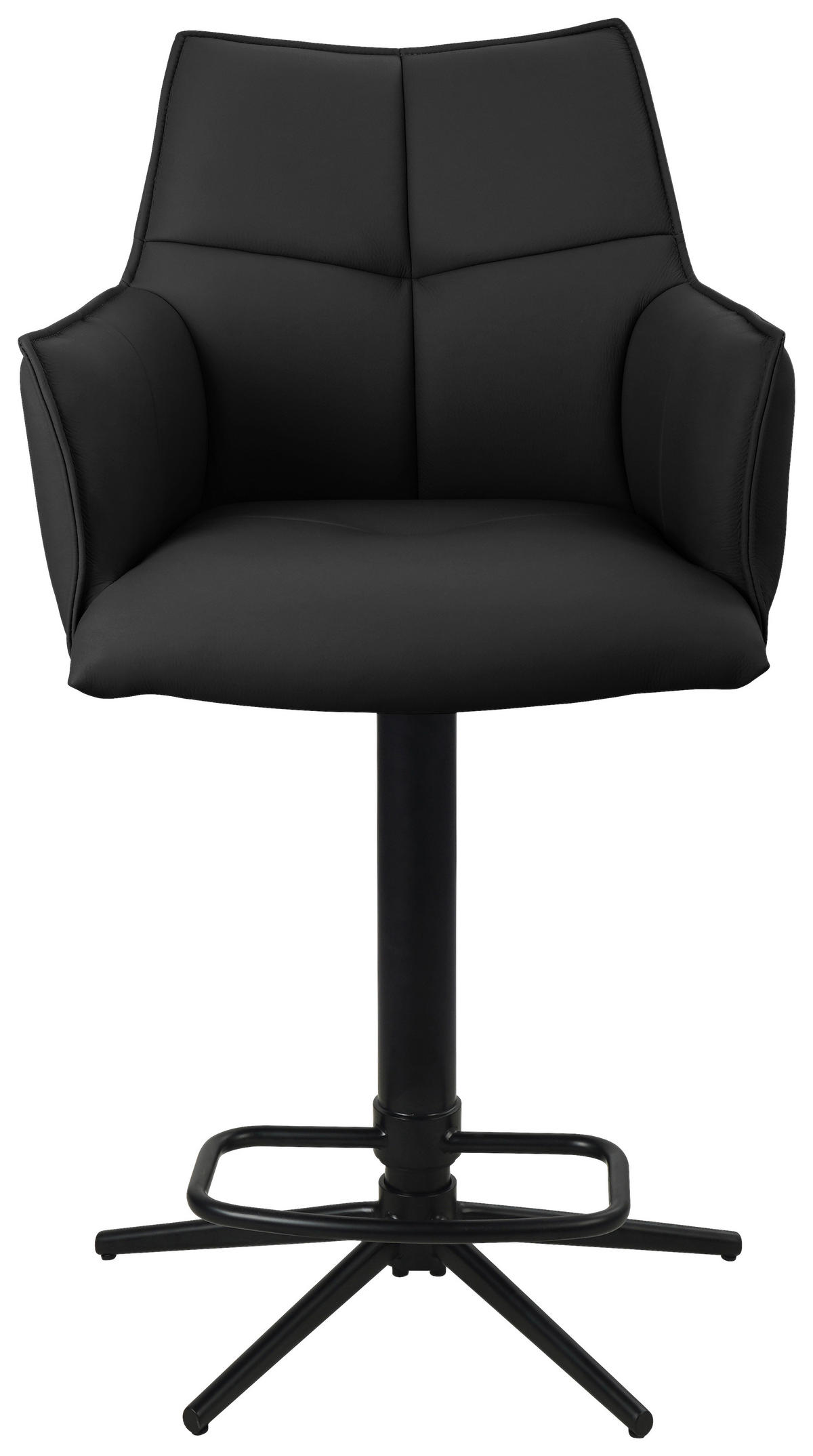 BARHOCKER in Metall, Leder Schwarz  - Schwarz, Design, Leder/Metall (54/96-121/56cm) - Novel