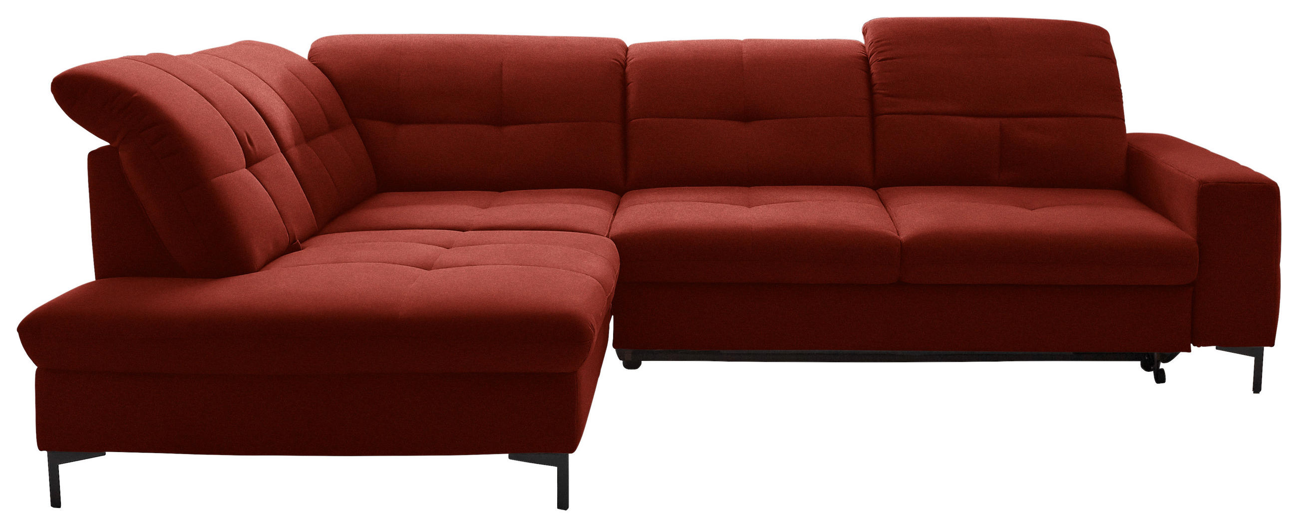 ECKSOFA in Chenille Rot  - Rot/Schwarz, Design, Textil/Metall (240/308cm) - Xora