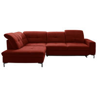 ECKSOFA in Chenille Rot  - Rot/Schwarz, Design, Textil/Metall (240/308cm) - Xora