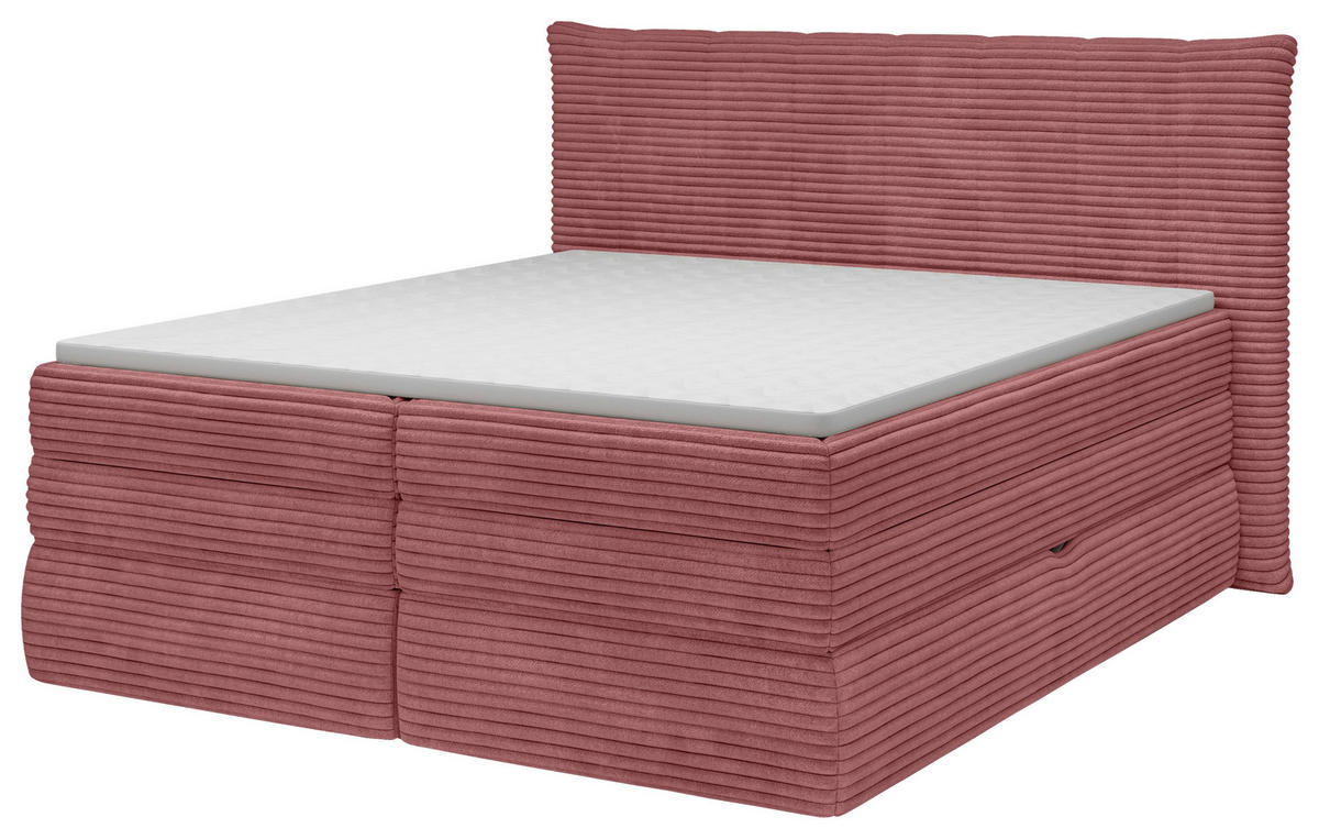 BOXSPRINGBETT 180/200 cm,  in Rosa, gepolstertes Kopfteil, Bettkasten, Topper, Matratzen, H2 + H2 = mittel  - Schwarz/Rosa, Design, Kunststoff/Textil (180/200cm) - Chameo