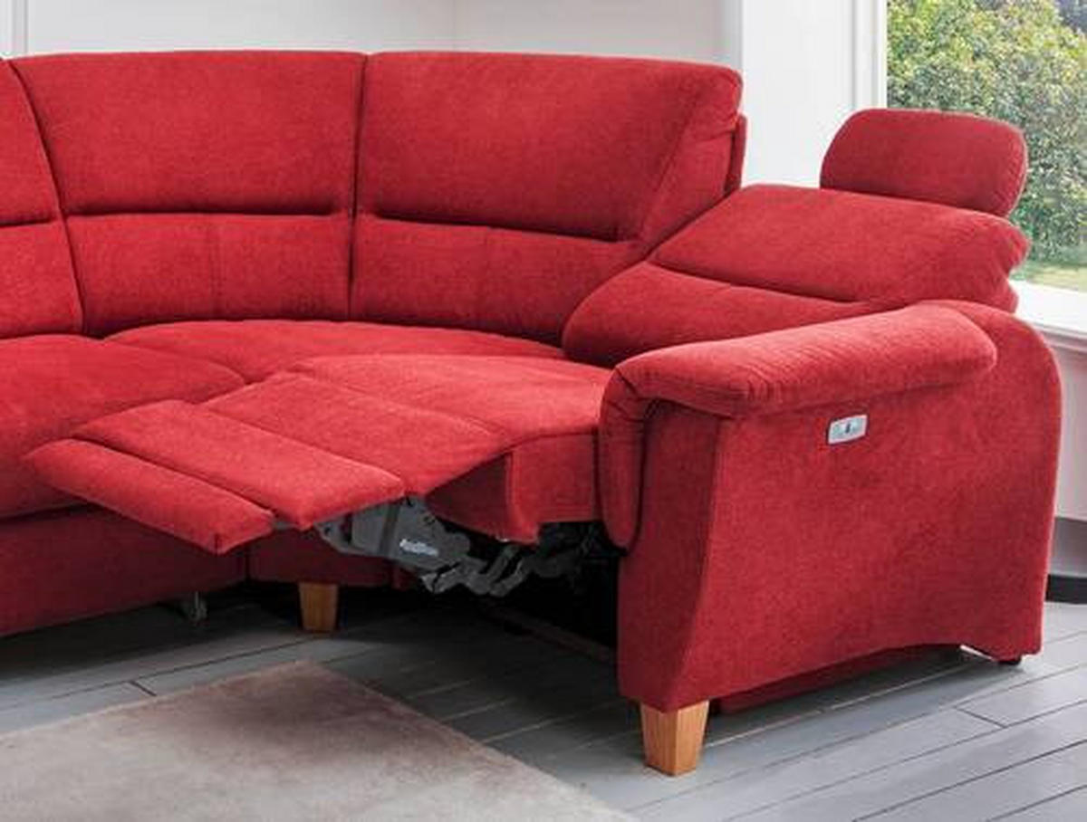ECKSOFA Rot Struktur  - Wildeiche/Rot, KONVENTIONELL, Holz/Textil (238/241cm) - Livetastic