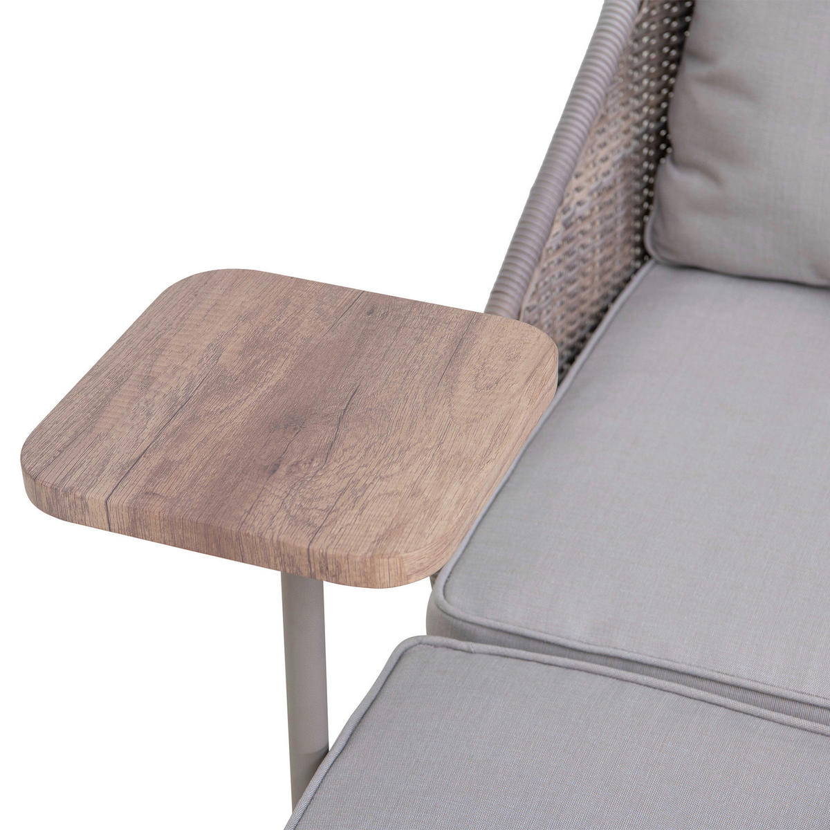 DOPPELLIEGE 142/82/128 cm Rattan  - Naturfarben/Grau, Basics, Holz/Kunststoff (142/82/128cm) - Modante