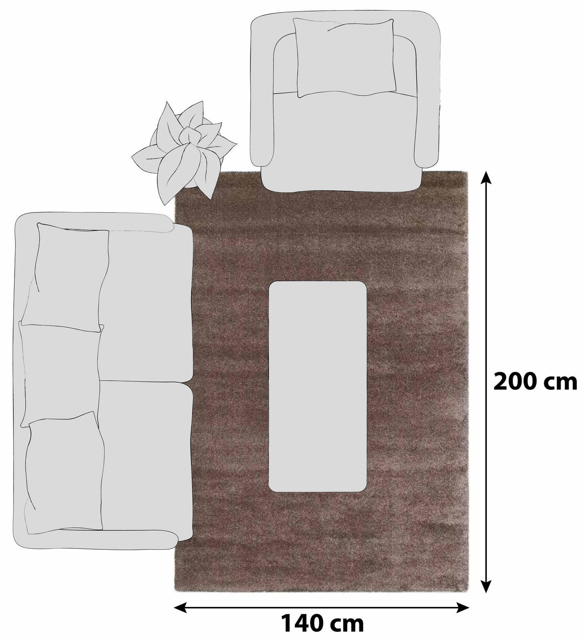 HOCHFLORTEPPICH 140/200 cm Bellevue Braun  - Braun, Basics, Textil (140/200cm) - Novel