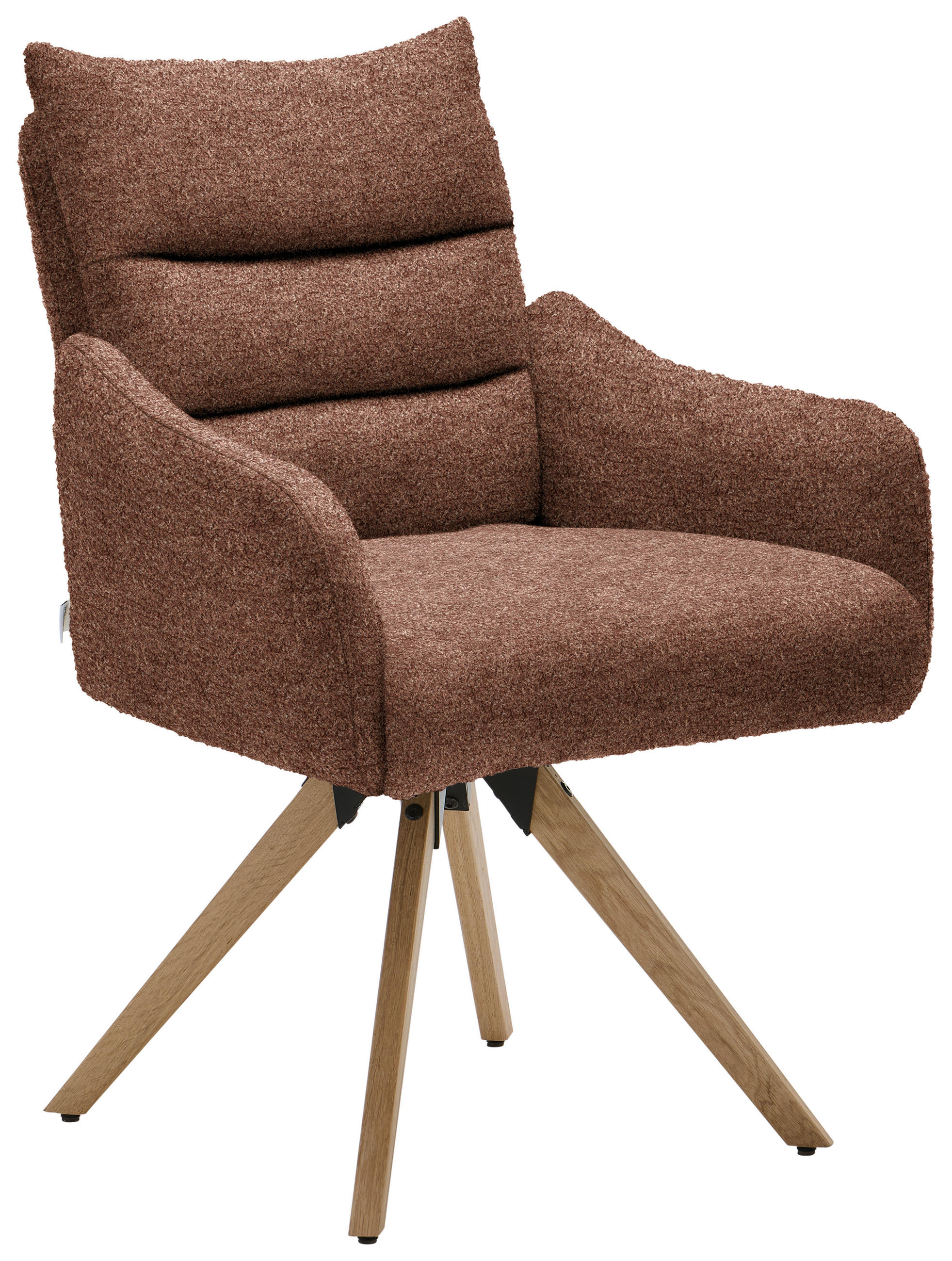 ARMLEHNSTUHL  Beinauswahl, Lederauswahl, Stoffauswahl, Gestellauswahl, Sitzfläche 180° drehbar, automatische Rückholfunktion Chenille  Haselnussfarben  - Eichefarben/Haselnussfarben, Design, Holz/Textil (62/86/68cm) - Welnova