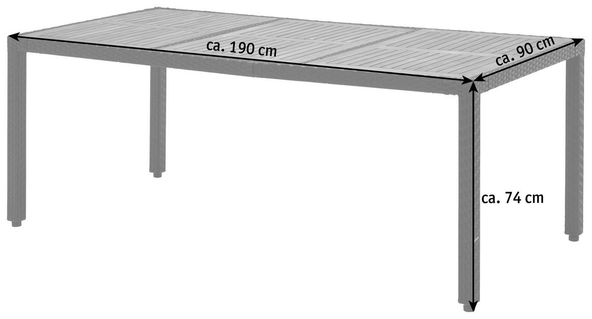 GARTENTISCHGRUPPE Akazie Hartholz Stahl  - Creme/Schwarz, Design, Holz/Kunststoff - Ambia Garden