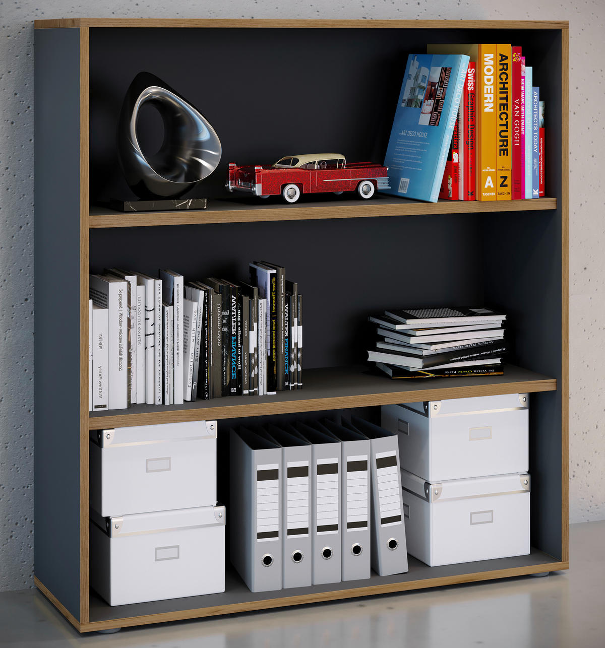 AKTENREGAL 100/110/33 cm  - Honigeiche/Anthrazit, Design, Holzwerkstoff/Kunststoff (100/110/33cm) - MID.YOU