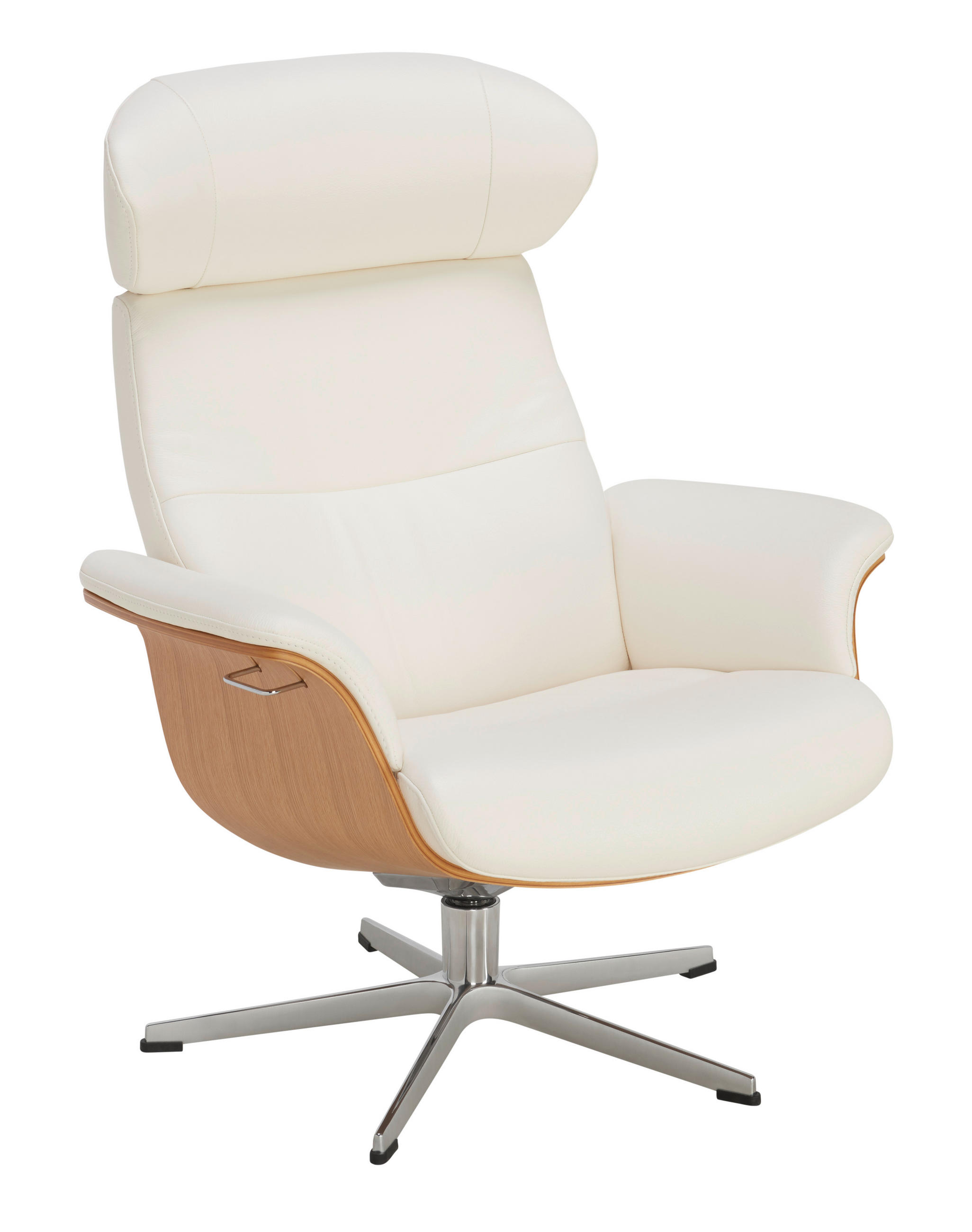RELAXSESSEL Holz, Leder Weiss, Eichefarben  - Weiss/Eichefarben, Natur, Leder/Holz (81/101/80cm) - Conform