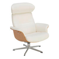 RELAXSESSEL Holz, Leder Weiss, Eichefarben  - Weiss/Eichefarben, Natur, Leder/Holz (81/101/80cm) - Conform