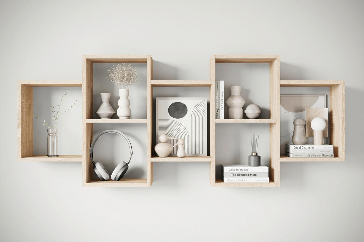 NÁSTĚNNÝ REGÁL, Sonoma dub, 160,8/65/18 cm - Sonoma dub, Basics, kompozitní dřevo (160,8/65/18cm)