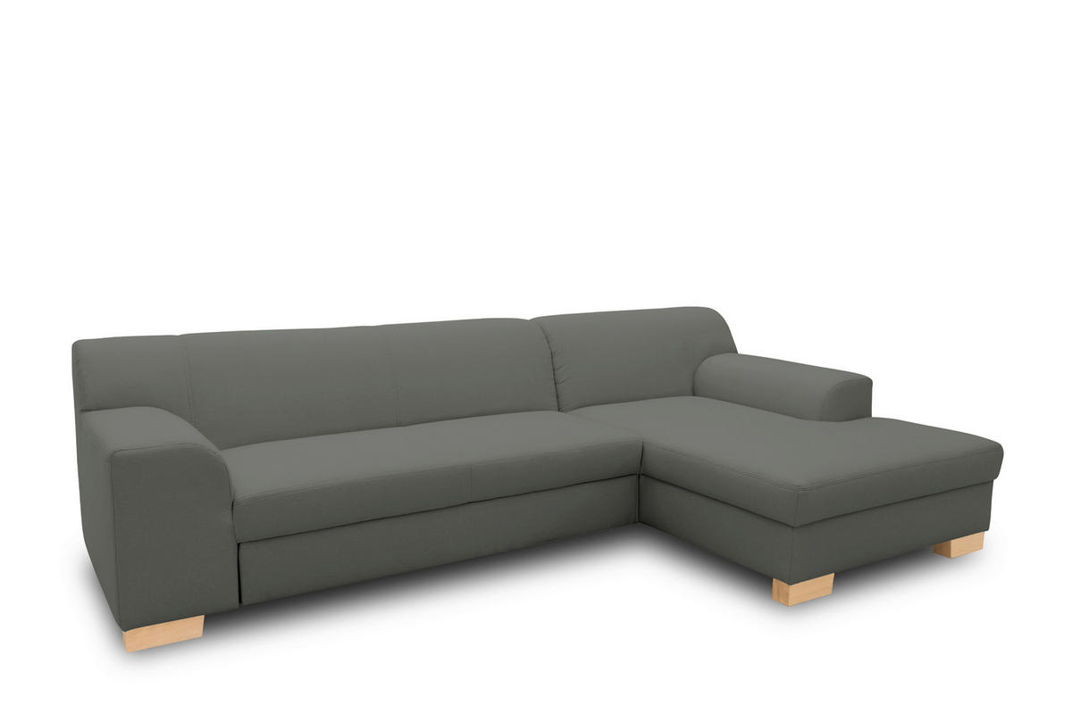 ECKSOFA TINOS Dunkelgrau Webstoff Rücken echt  - Dunkelgrau/Buchefarben, Basics, Holz/Textil (273/157cm) - MID.YOU
