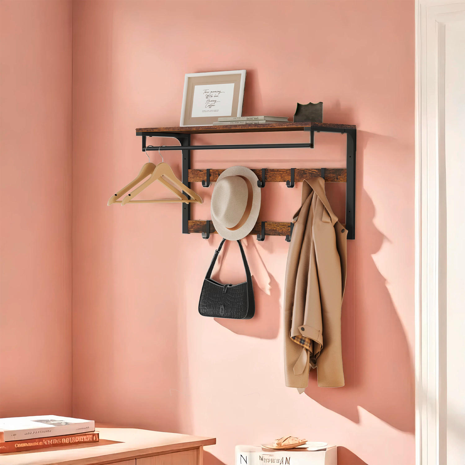 GARDEROBENPANEEL  in  - Schwarz/Braun, Trend, Holzwerkstoff/Metall (80/30/42cm) - MID.YOU
