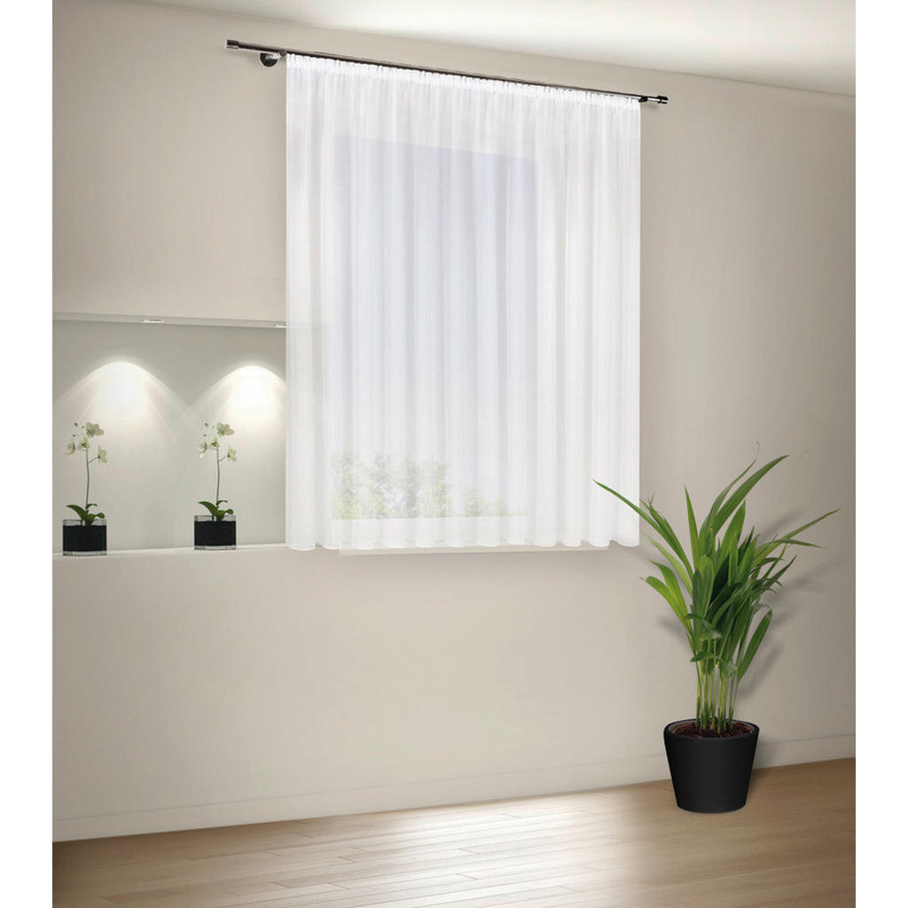 Thumbnail - Fertigstore, Weiß, Textil, Uni, 300x175 cm, Wohntextilien, Gardinen & Vorhänge, Fertiggardinen, Fertigstores