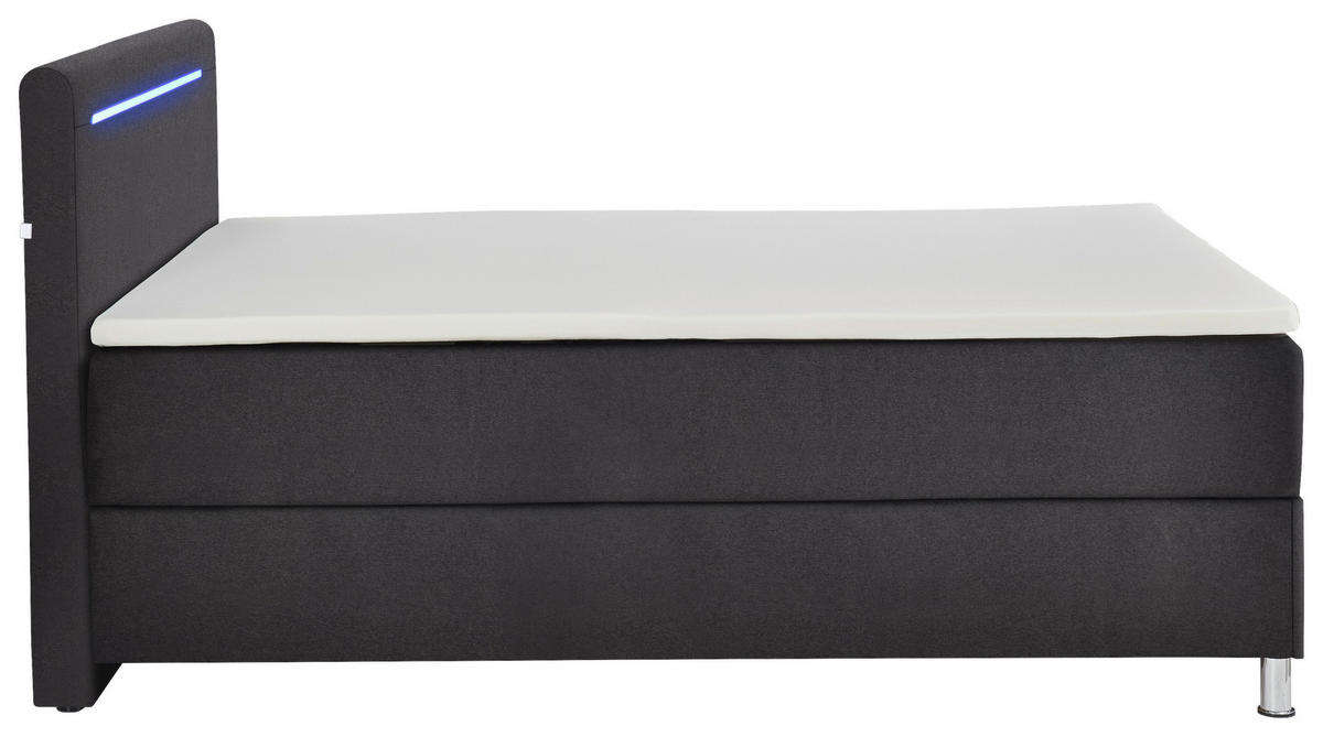 BOXBETT 140/200 cm  in Anthrazit  - Chromfarben/Anthrazit, MODERN, Textil/Metall (140/200cm) - Livetastic