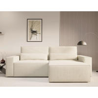 ECKSOFA BRAZIL MINI L Beige Schlaffunktion, Rücken echt  - Beige/Schwarz, Design, Kunststoff/Textil (248/162cm) - MID.YOU