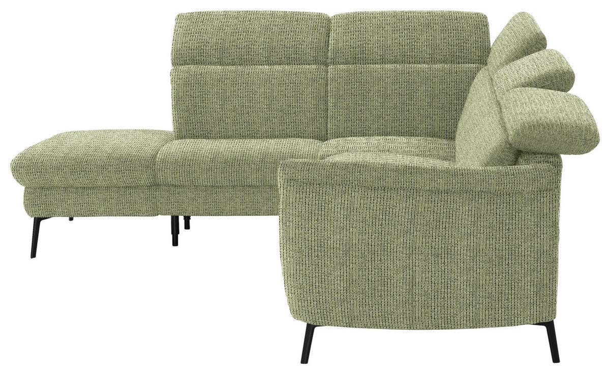 ECKSOFA in Struktur Grün  235/275 cm  - Schwarz/Grün, MODERN, Textil/Metall (235/275cm) - Cantus
