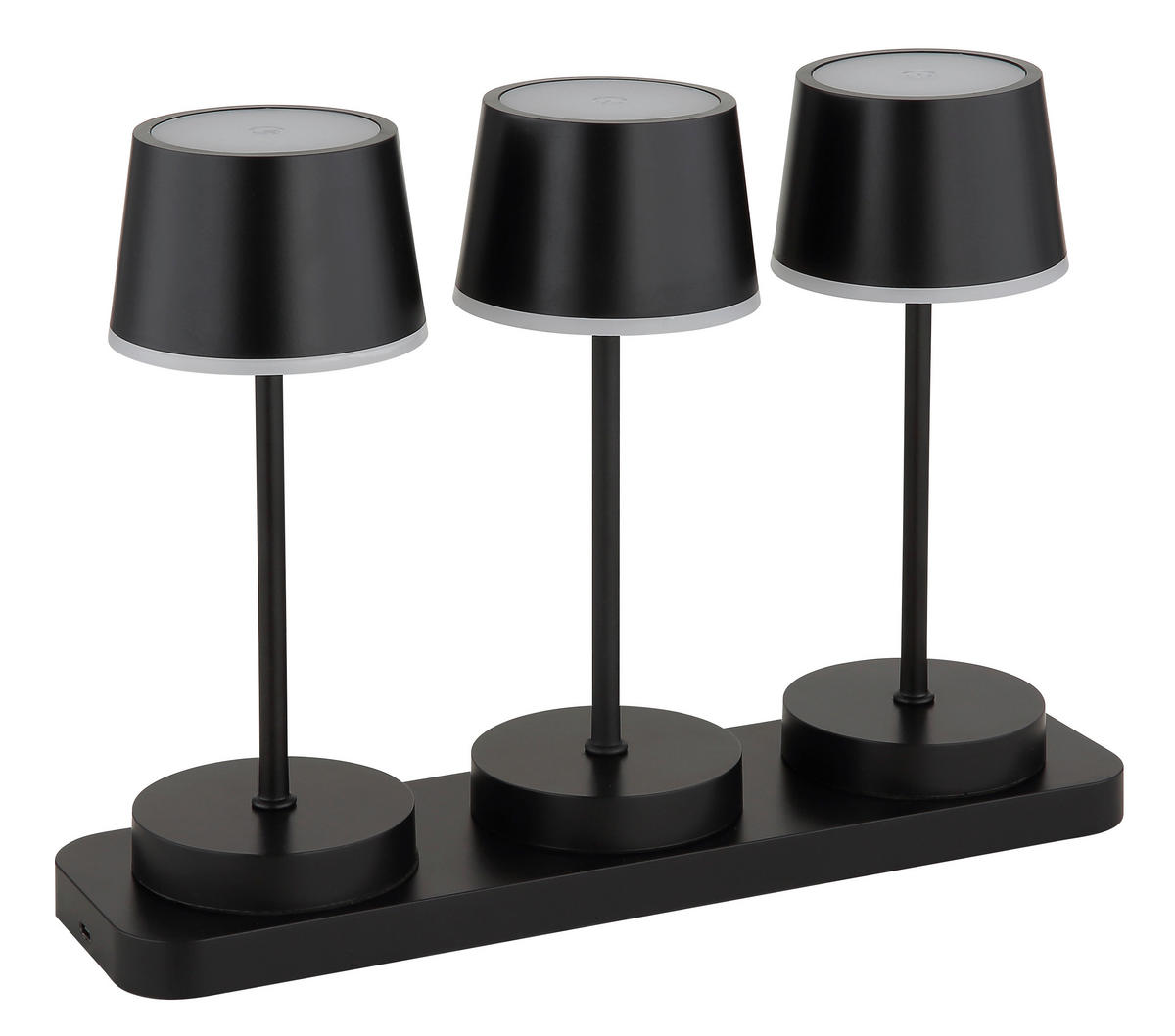 AKKU-TISCHLEUCHTE Dawson 8,3/20 cm  - Opal/Schwarz, Design, Kunststoff/Metall (8,3/20cm) - Globo