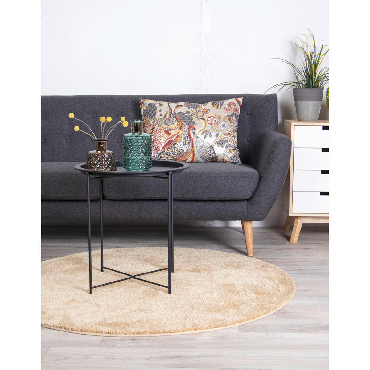 BEISTELLTISCH 47/47/50 cm Bastia Schwarz rund  - Schwarz, Design, Metall (47/47/50cm) - MID.YOU