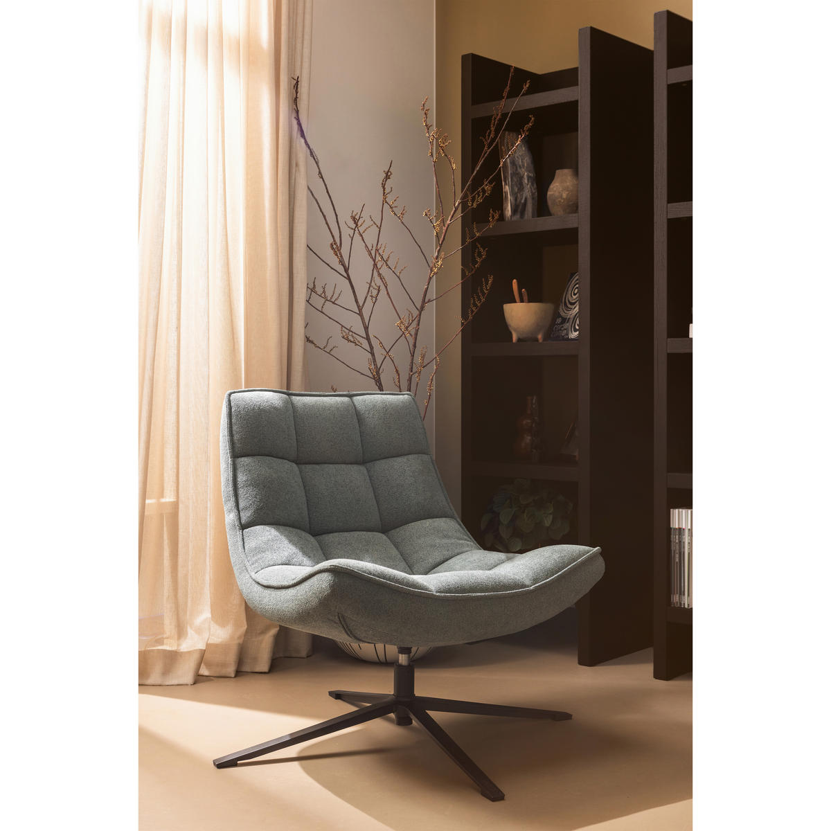 SESSEL in Webstoff Blau  - Blau/Schwarz, Design, Textil/Metall (74/84/86cm) - Livetastic