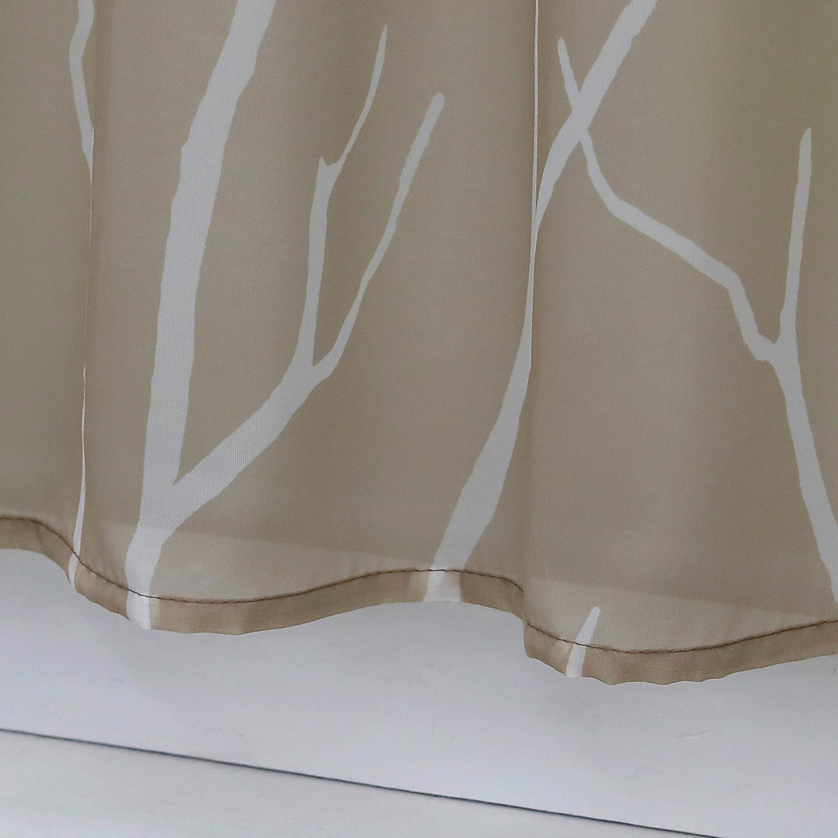 KURZGARDINE   120/45 cm   - Sandfarben/Weiß, Basics, Textil (120/45cm) - Joyswahl