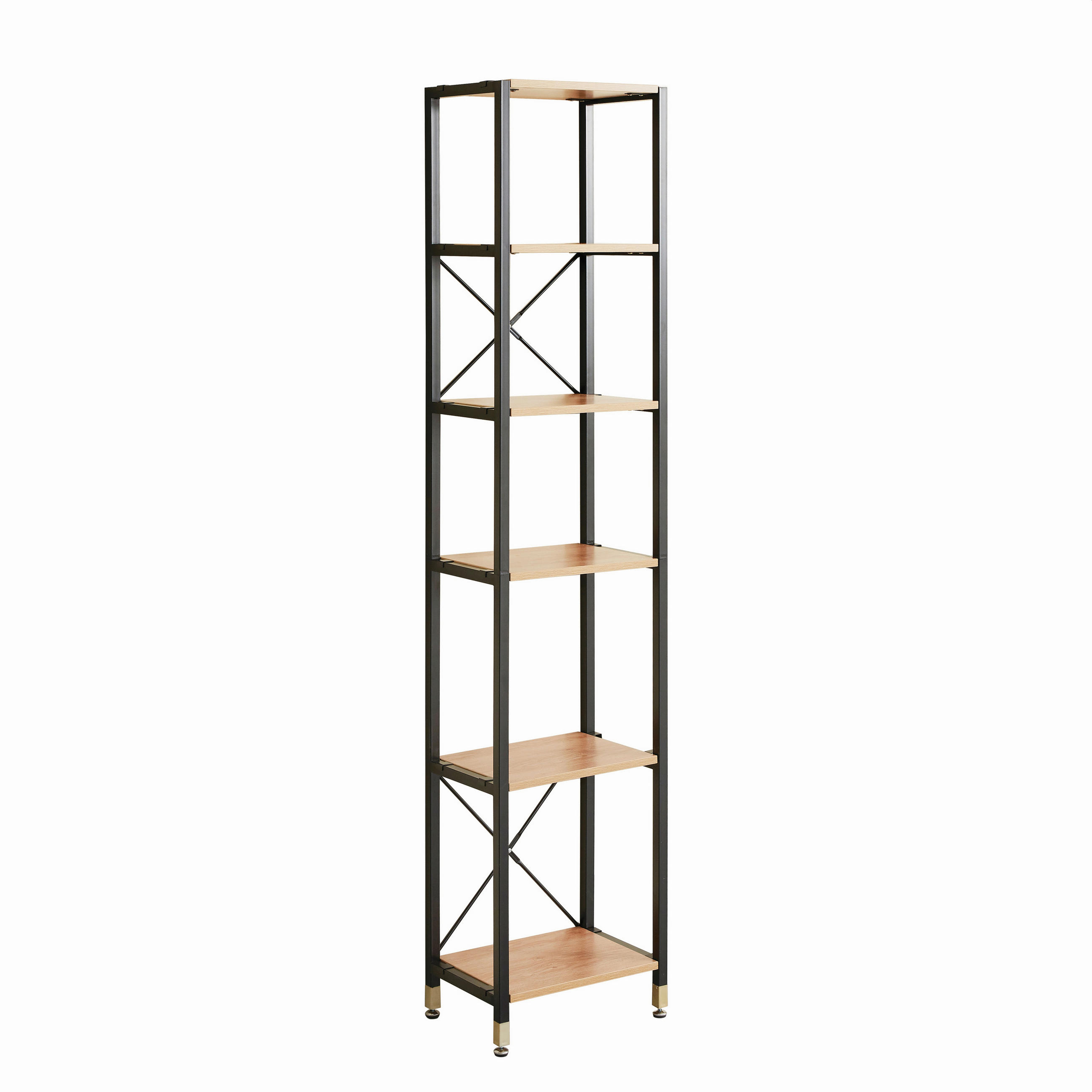 Livetastic Leiterregal Natur, Schwarz 45x210x30 cm
