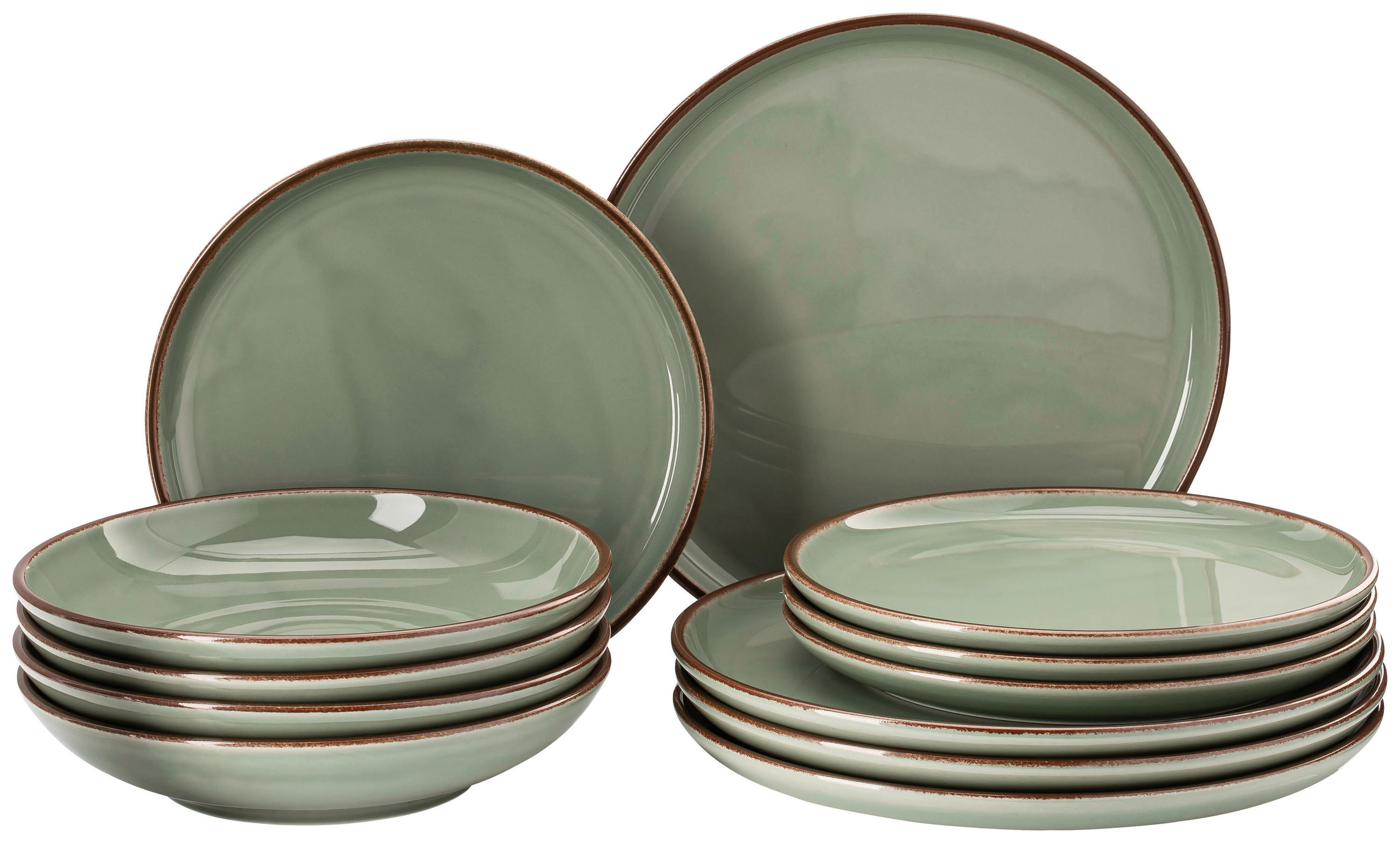 KOMBISERVICE 12-teilig Profi Casual Moos  - Olivgrün, Basics, Keramik - Rosenthal