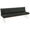 SITZBANK 214/88/66 cm Echtleder Edelstahlfarben, Dunkelgrün Nussbaum furniert Metall  - Dunkelgrün/Edelstahlfarben, Design, Leder/Holz (214/88/66cm) - Koinor